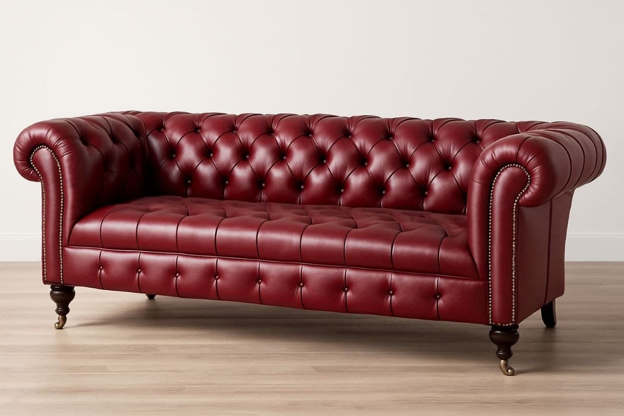 Kensington Chesterfield Sofa in Oxblood Red view