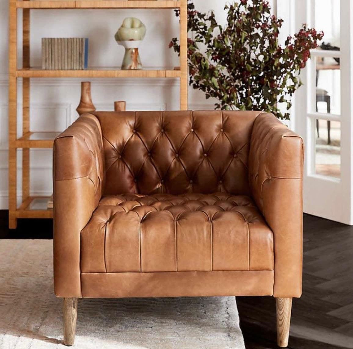 High-Back Tufted Wing Chair & Ottoman