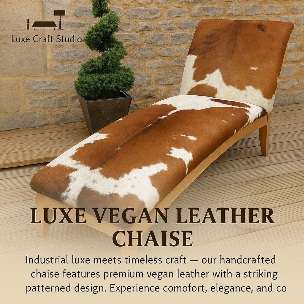 Luxe Vegan Leather Cowhide Chaise Lounge