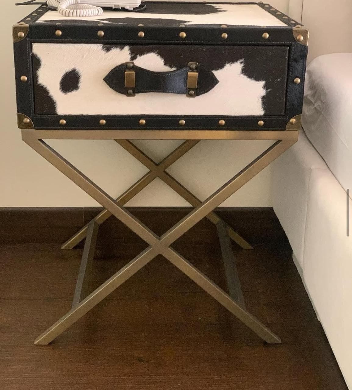 Luxe Vegan Leather Cowhide Chaise Lounge view