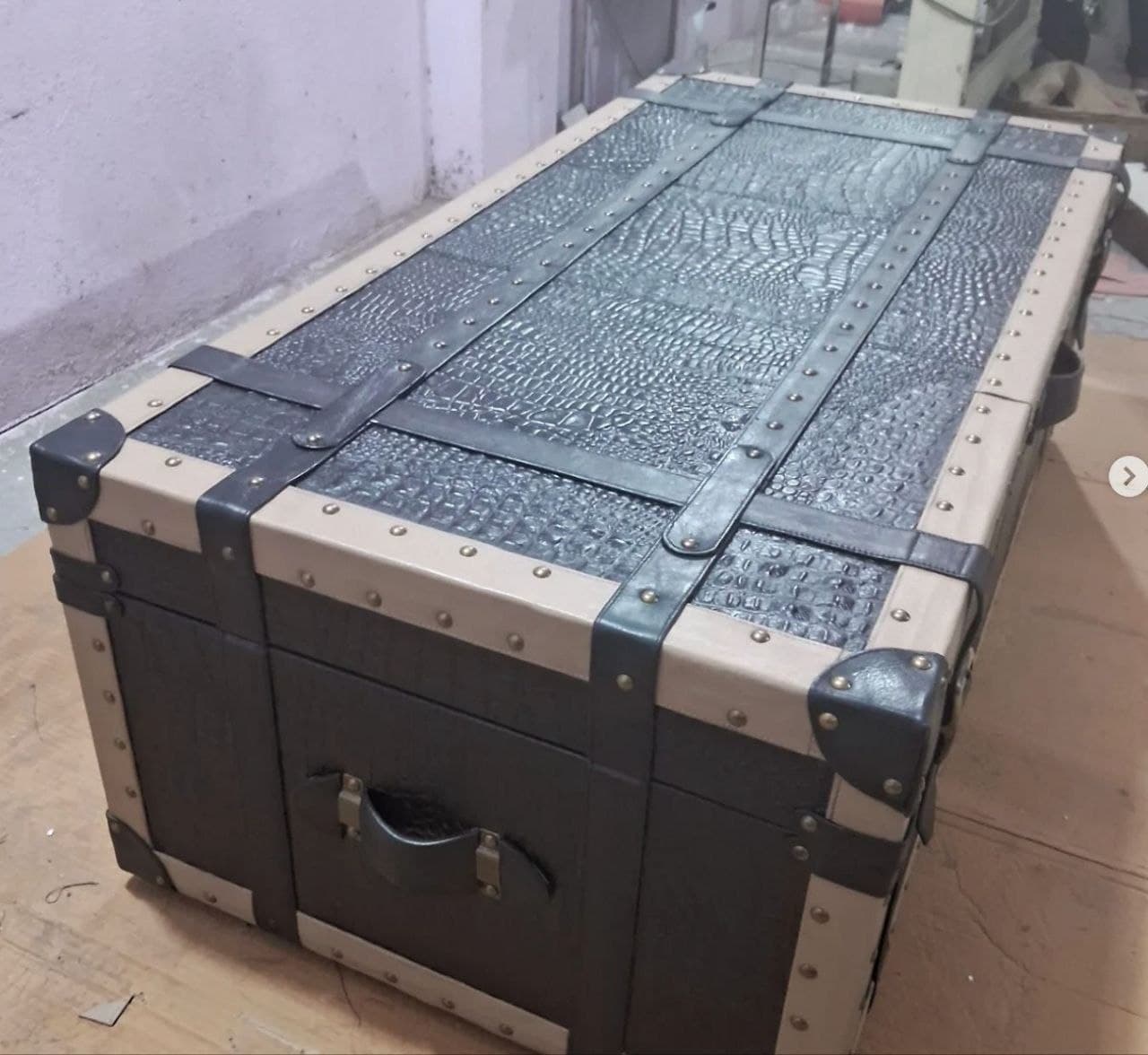 Royal Navy Blue Studded Trunk Coffee Table