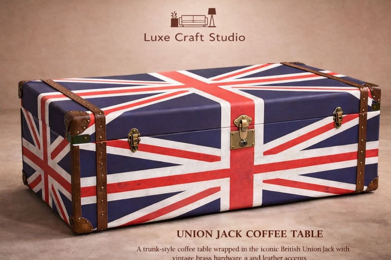 Royal Navy Blue Studded Trunk Coffee Table view