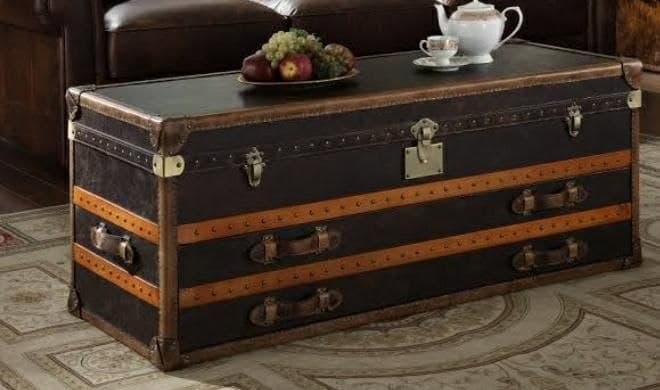 Crocodile Embossed Leather Trunk Table view