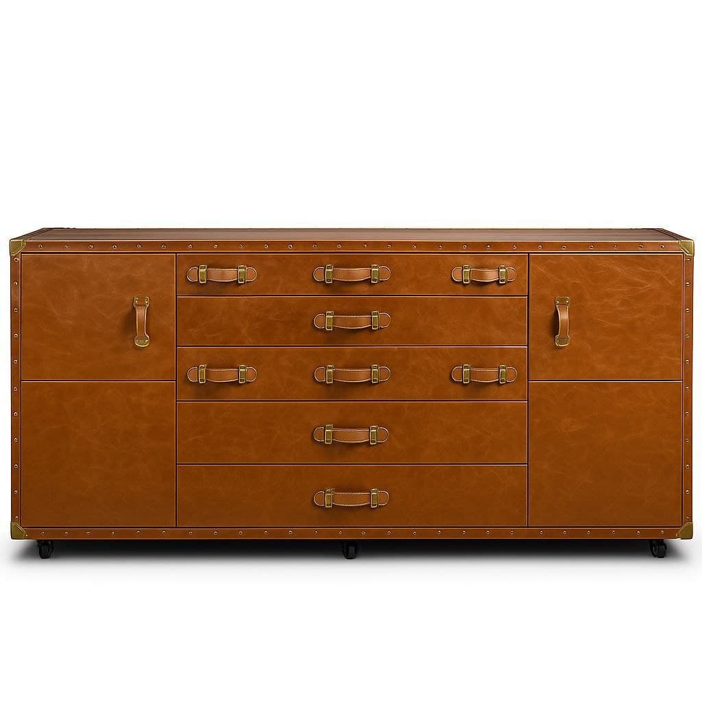 Artisan Tobacco Leather Foyer Trunk view