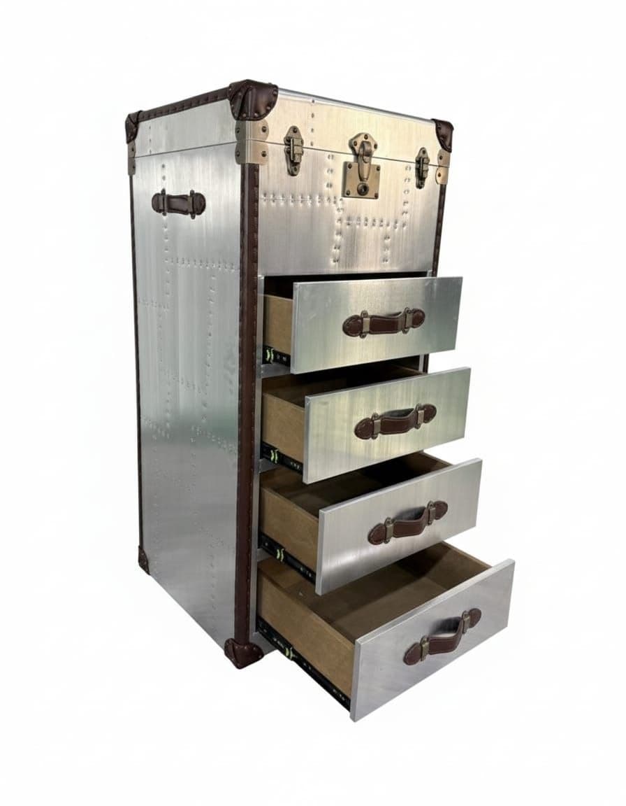 Emerald Crocodile Leather Trunk Bar Armoire view
